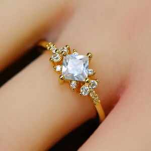 Noble Square Flower Gold Plated Princess Ring for Women, MARCM074-6